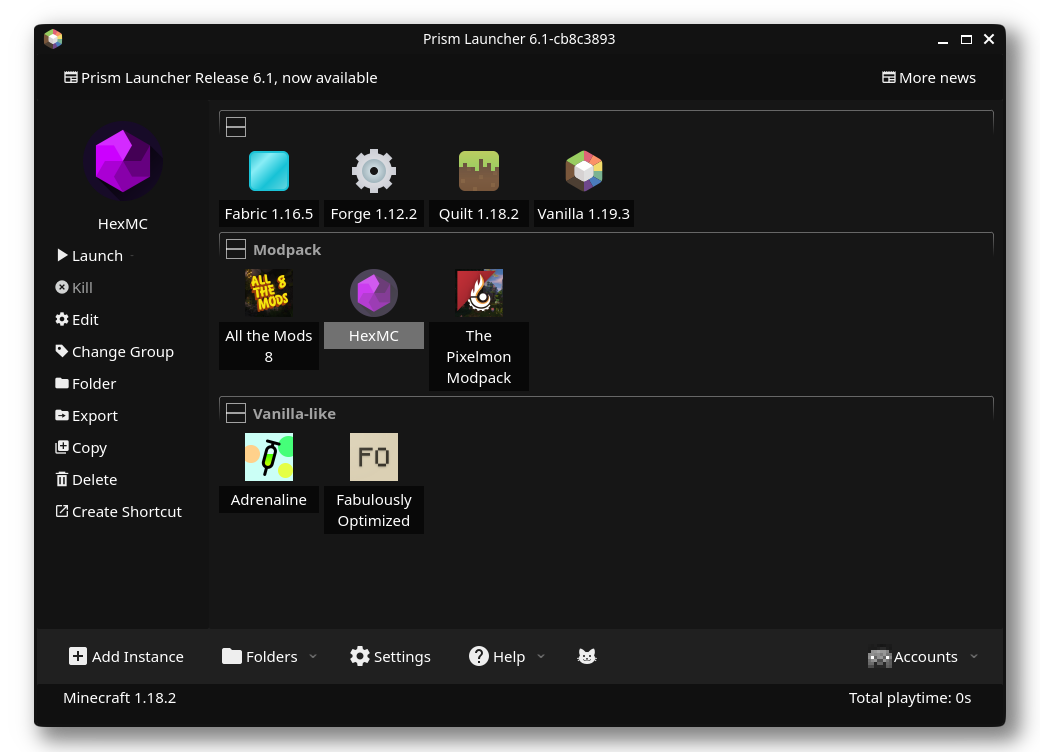 Prism Launcher Screenshot 1